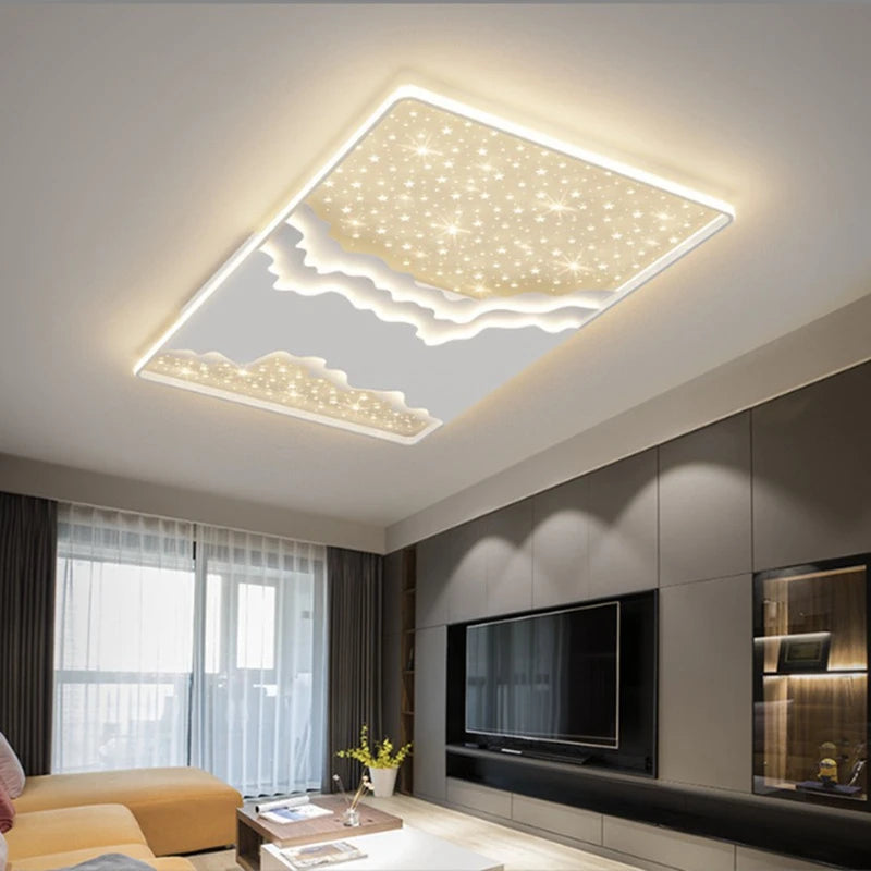 Luxury modern smart LED ceiling light starry sky chandelier for living room and bedroom