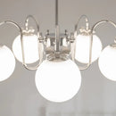 Modern chrome chandelier with glass pendant