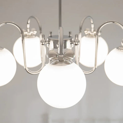 Modern chrome chandelier with glass pendant - vue 7 sur 12