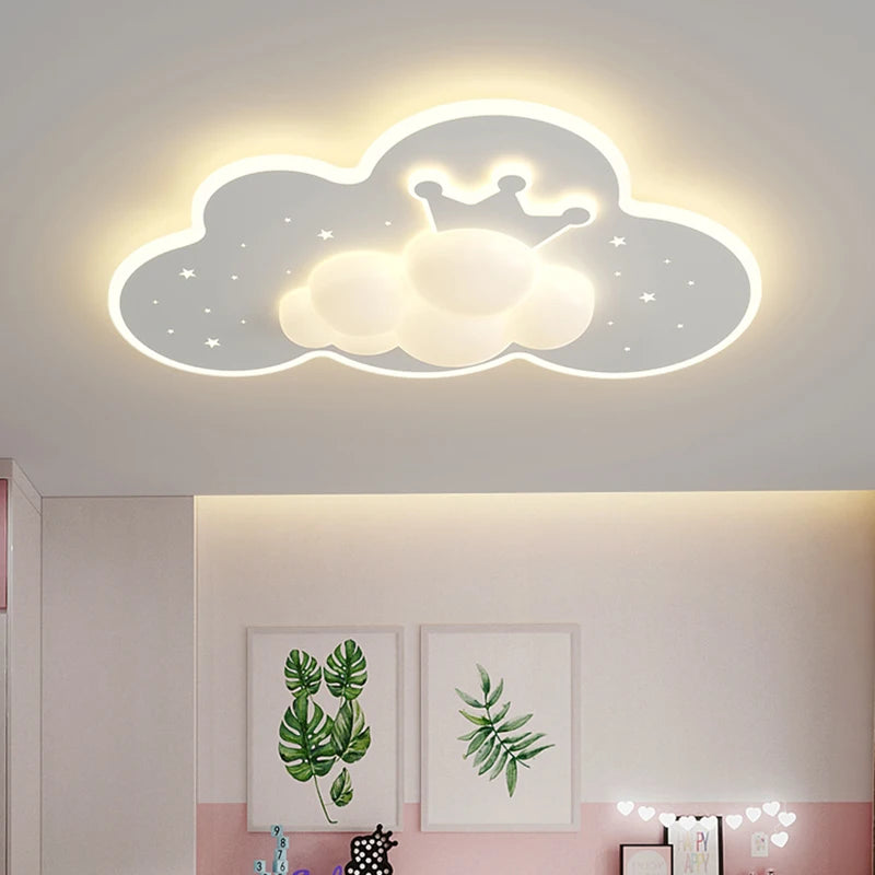 creative crown and cloud chandelier for children - vue 4 sur 8