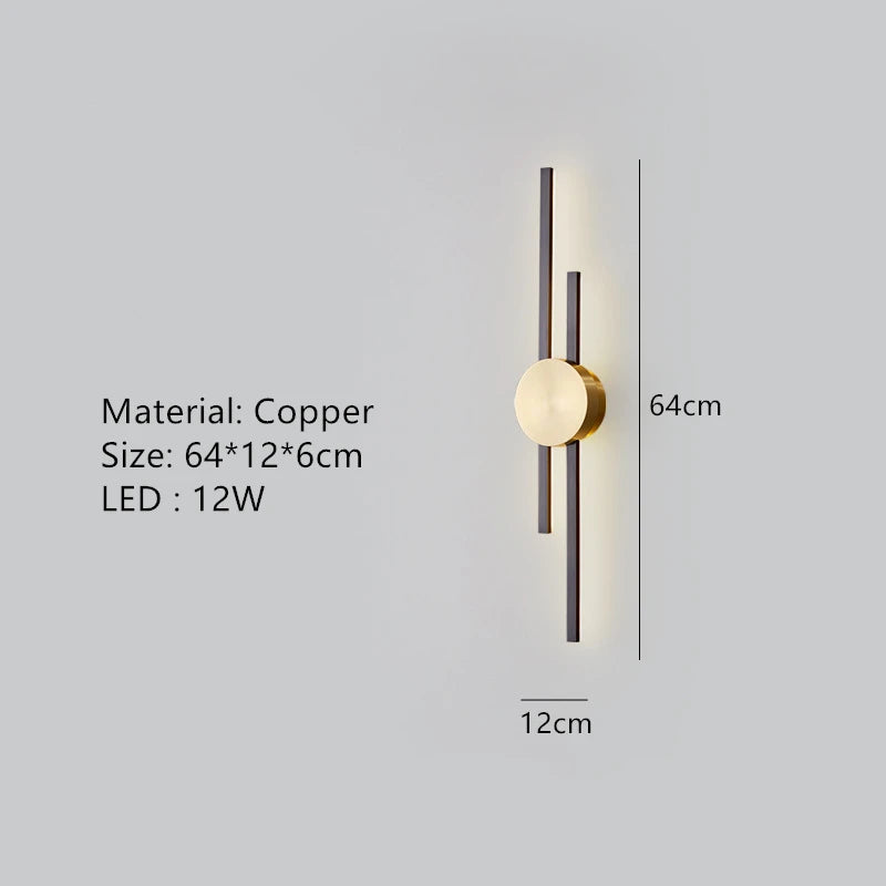 Minimalist brass LED wall light for restaurant and hallway - vue 15 sur 18
