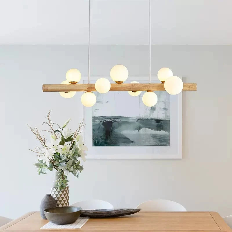 Minimalist wooden LED pendant light modern style - vue 3 sur 13