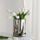 ceramic vase with silver frills for decorative flowers