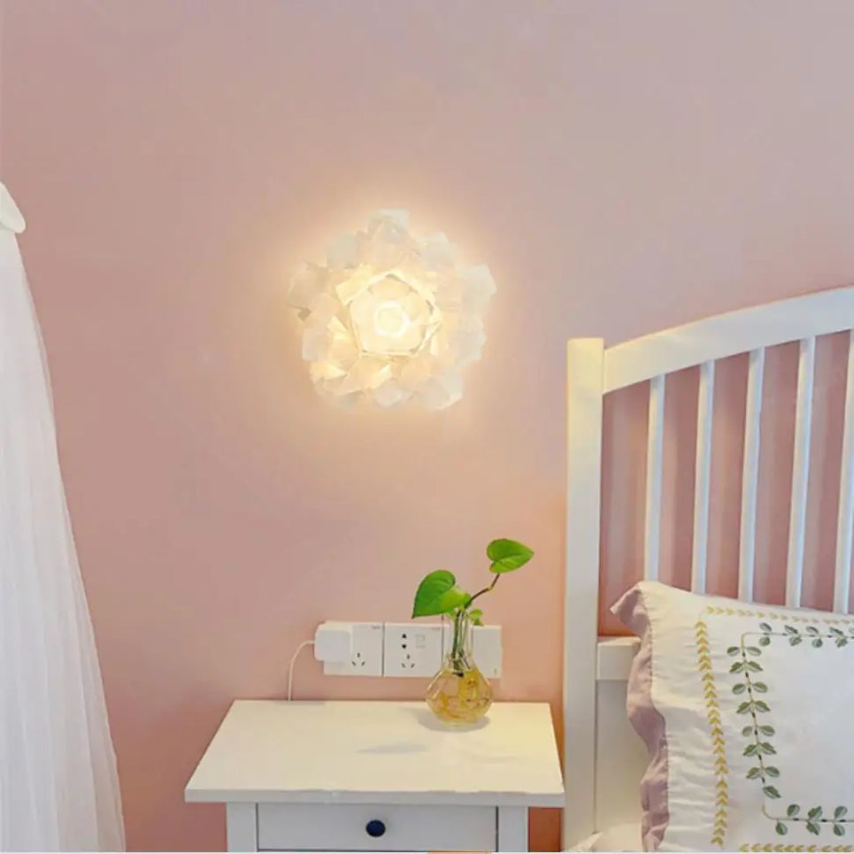 Modern white flower acrylic LED wall light