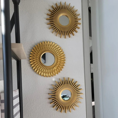 set of 3 sunflower decorative mirrors for home decor - vue 2 sur 7