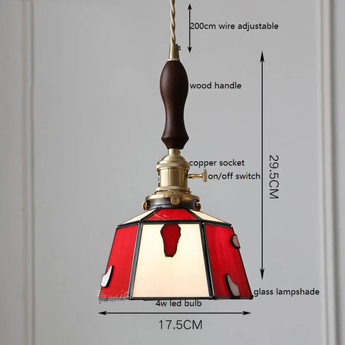 Nordic vintage handheld lamp with coloured glass and copper - vue 26 sur 29