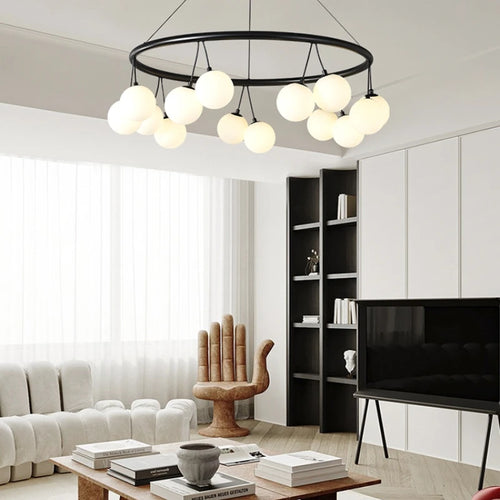 Modern glass LED chandelier for interior decoration - vue 4 sur 9
