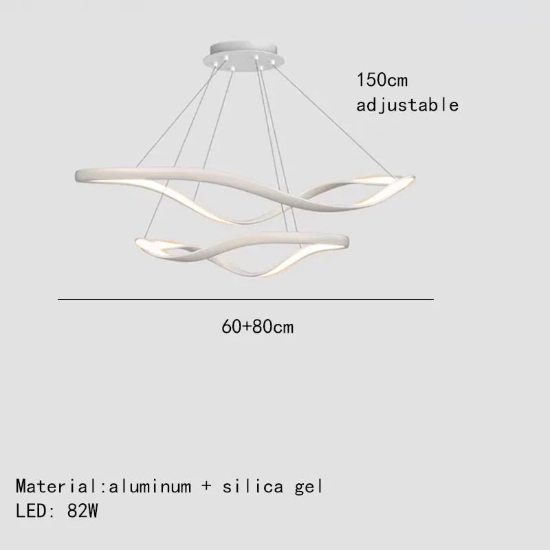 Modern LED chandelier aluminium adjustable irregular ring