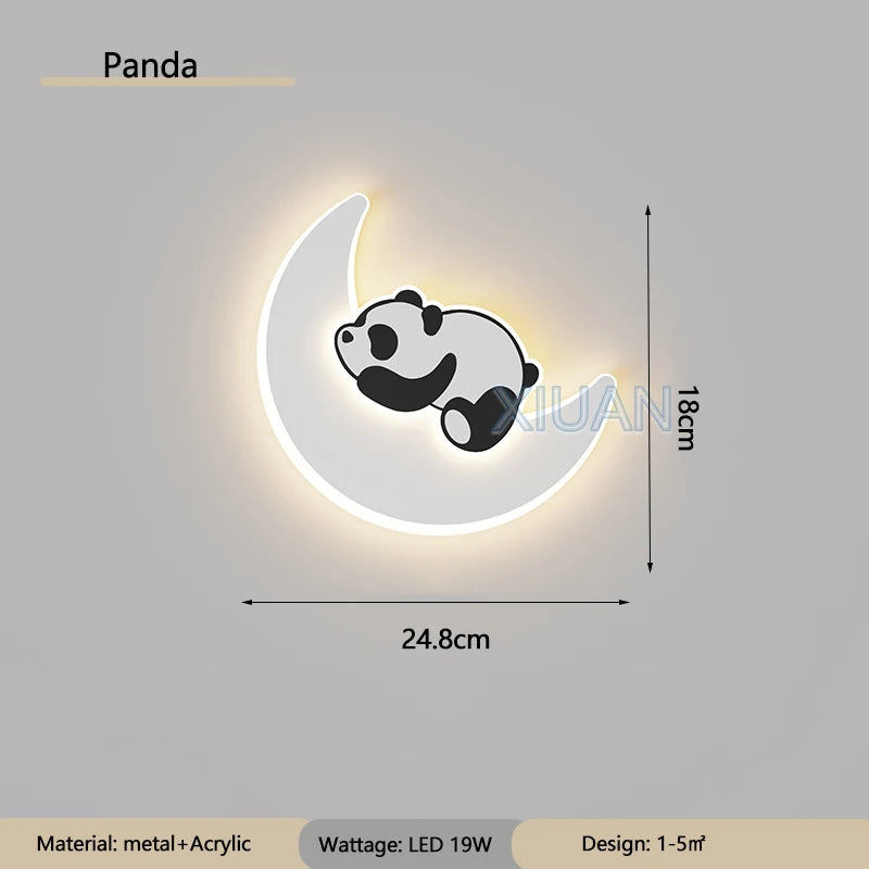 Creative panda astronaut wall light for children's bedroom