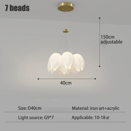 Modern tulip chandelier sandyha LED hanging lamp - vue 7 sur 8