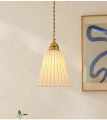 French retro ceramic and copper chandelier american style design - vue 14 sur 13