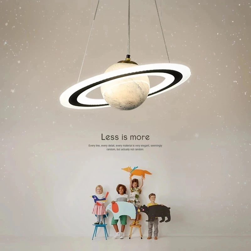 Planet earth pendant light for children's room astronaut decorative star