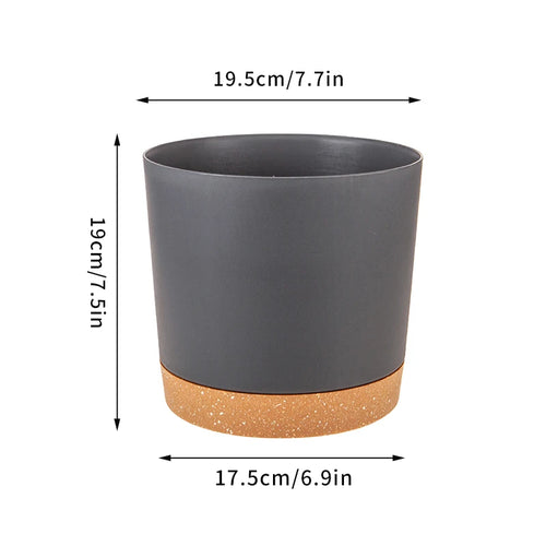 Large circular plastic indoor plant pot with drainage and tray - vue 15 sur 15