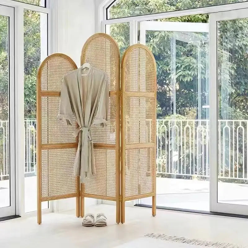 mobile japanese style folding rattan screen