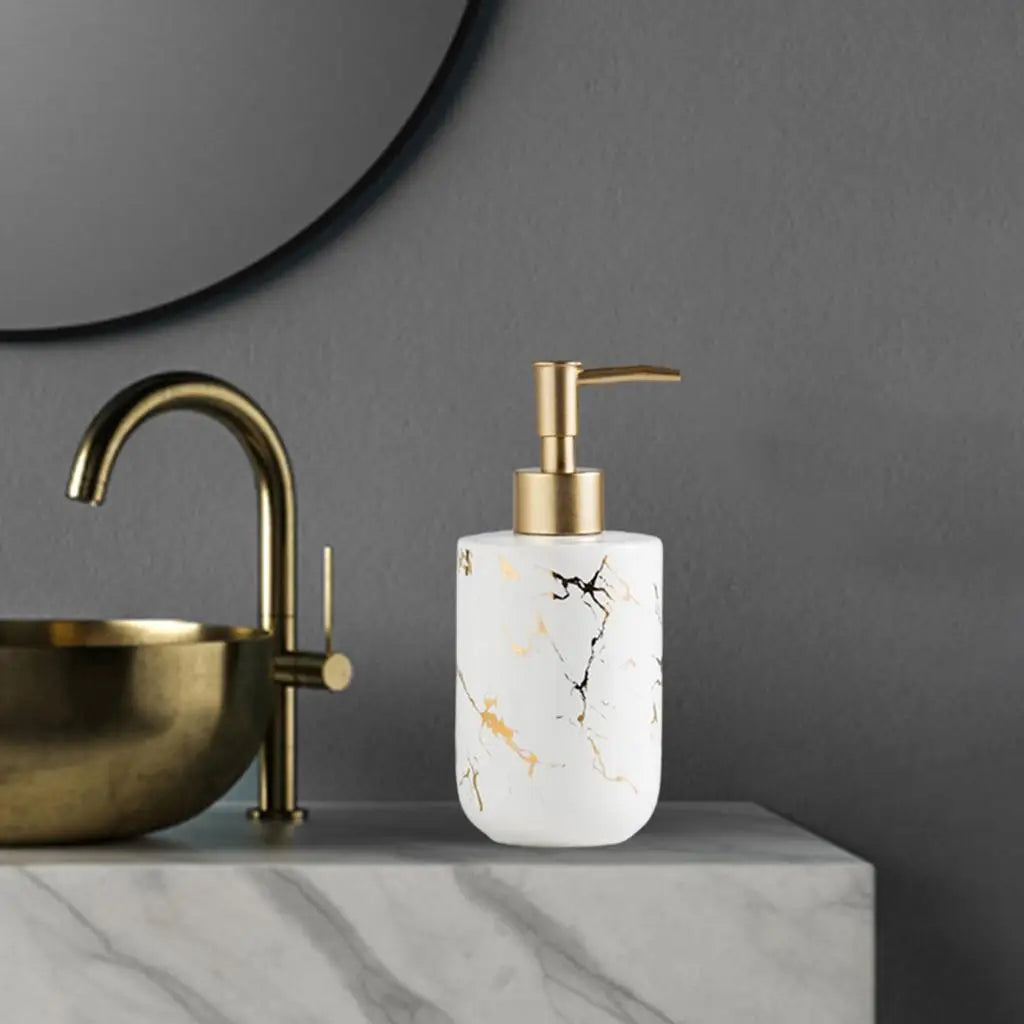 Elegant marble-style ceramic soap dispenser