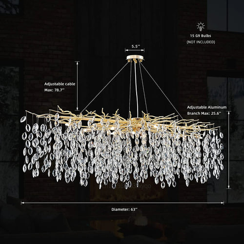 Luxury crystal chandelier with LED branches for modern interiors - vue 9 sur 14