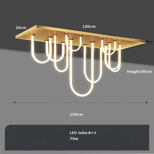 Rectangular dimmable stainless steel LED chandelier - vue 12 sur 11