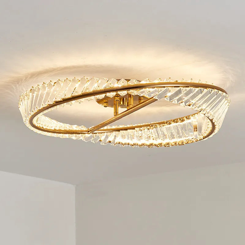 Nordic luxury crystal LED ceiling chandelier for living room, dining room and bedroom