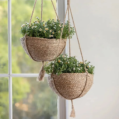 seagrass hanging baskets for home and garden decor - vue 3 sur 9