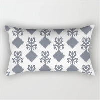 Rectangular cushion cover with decorative grey geometric patchwork pattern