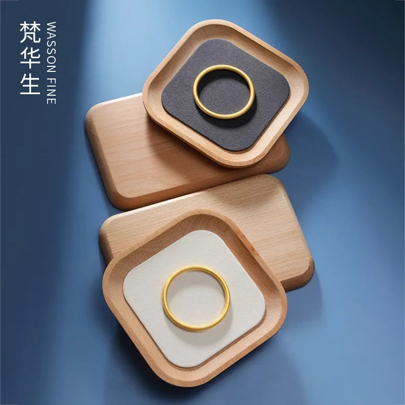 Wooden jewellery storage tray for watches and necklaces