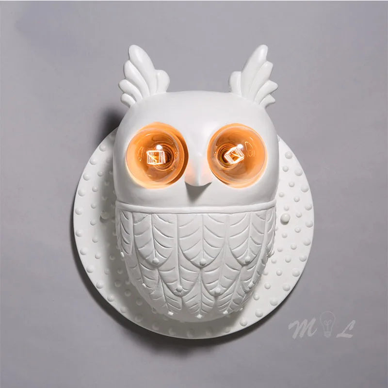Creative resin owl wall light with LED