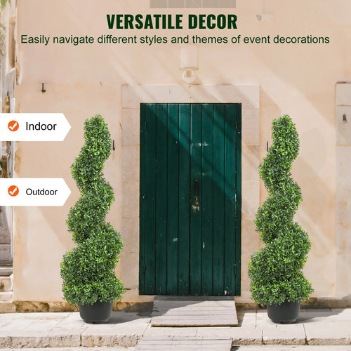 Decorative artificial spiral topiary plant in green plastic - vue 10 sur 10
