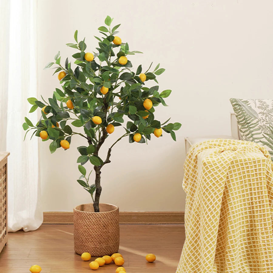 Artificial lemon tree with fruit for indoor and garden decoration