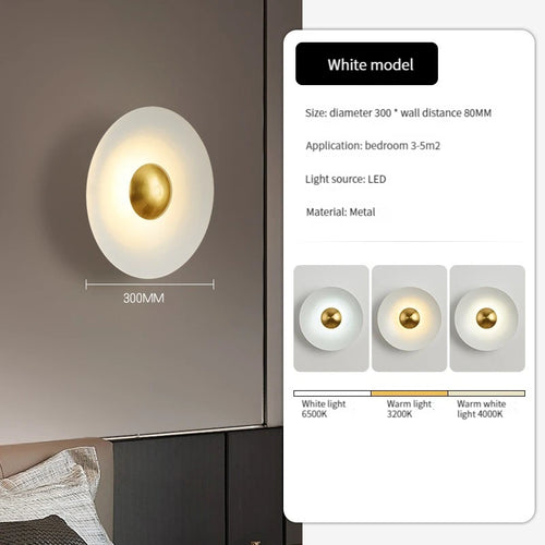 Modern round LED wall light for luxury interior decoration - vue 10 sur 11