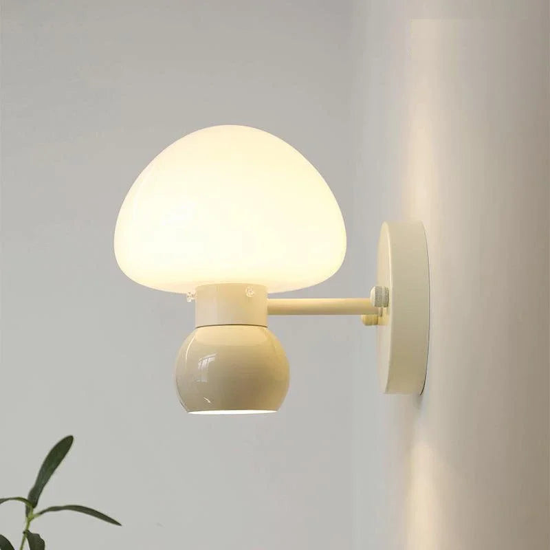 Cream mushroom double head G9 wall light