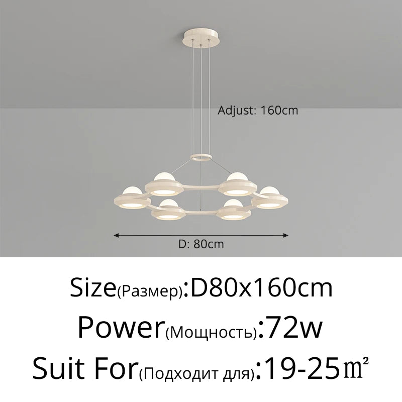 Modern minimalist three-head Italian cream style chandelier - vue 12 sur 12