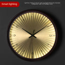 modern design wall clock in golden wood silent and creative