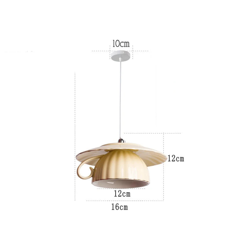 Modern ceramic LED teapot pendant light for kitchen - vue 30 sur 30