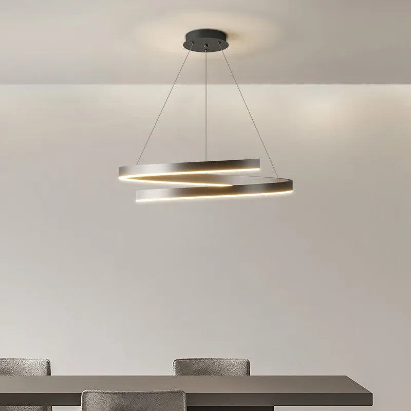 Aluminium spiral LED chandelier for home decor
