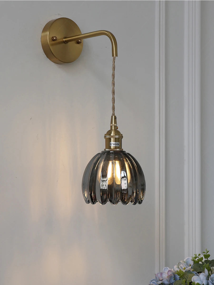 Retro Japanese floral glass wall light modern and chic design - vue 5 sur 18