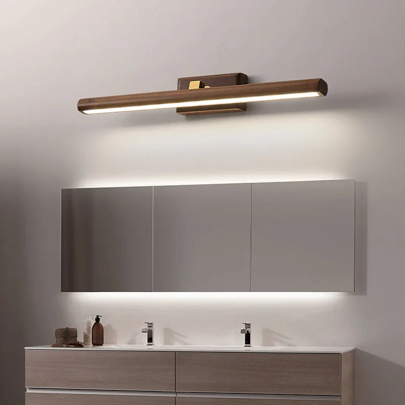 Scandinavian black walnut mirror LED wall lamp - vue 5 sur 8
