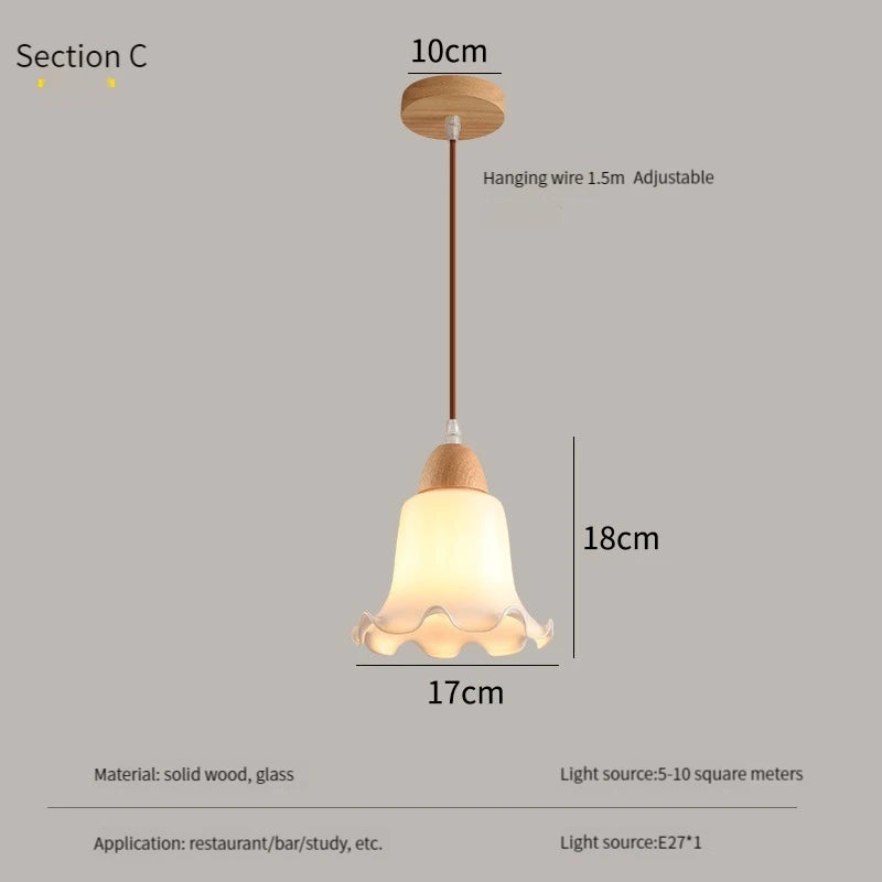 Modern nordic LED pendant chandelier in wood and glass - vue 13 sur 13