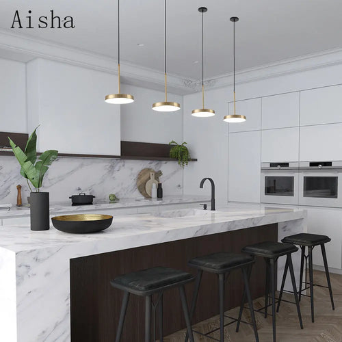 Elegant nordic-style circular iron pendant light for interior - vue 4 sur 8