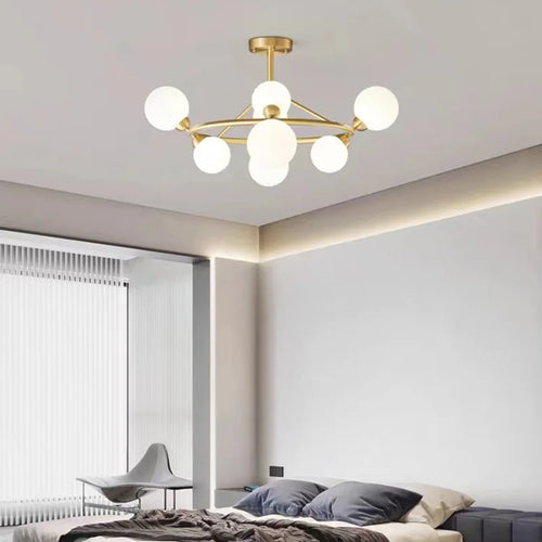 Modern acrylic and black gold brass chandelier for indoor lighting - vue 4 sur 12