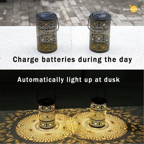 Retro solar lantern garden light LED outdoor decorative courtyard lamp - vue 5 sur 7