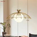 Nordic style glass LED pendant light with golden hat for decoration