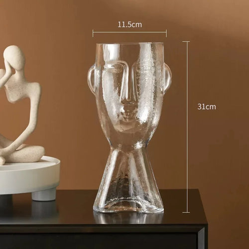 abstract human face glass vase for modern decorative flowers - vue 3 sur 9