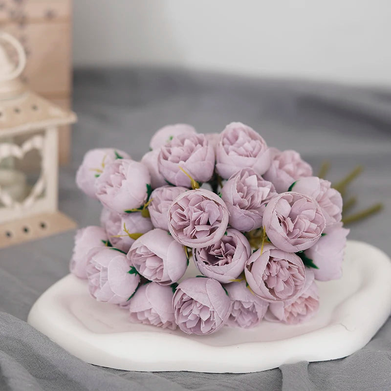 bouquet of 27 artificial silk roses and peonies decorative
