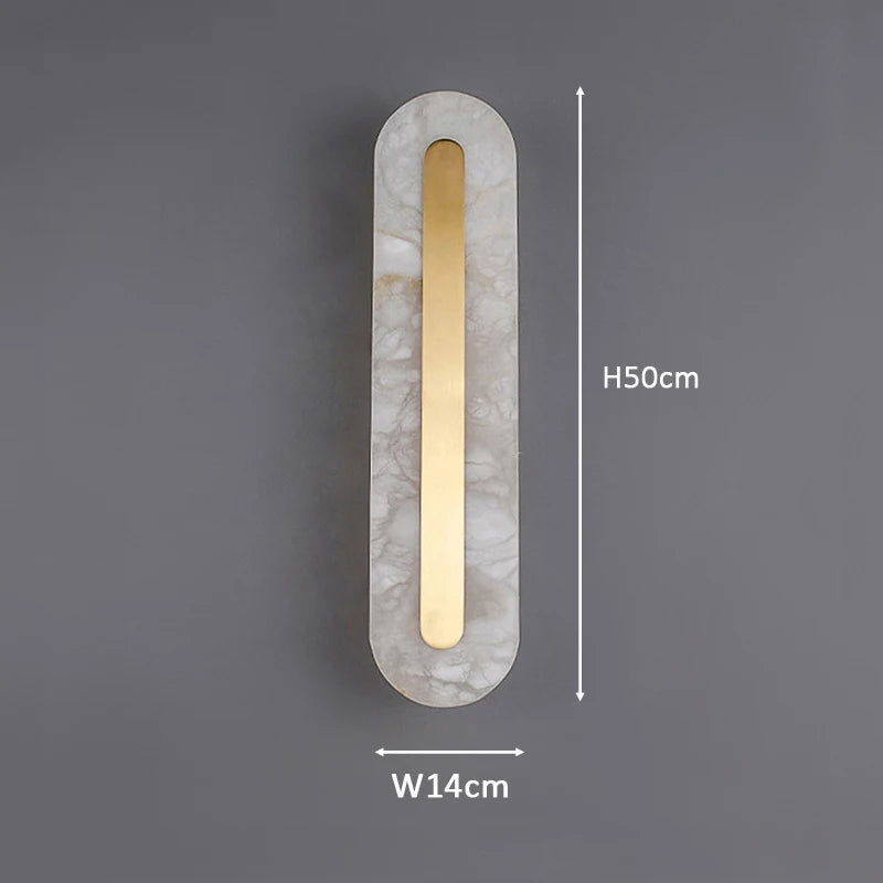 Luxury natural marble oval rectangular LED wall light