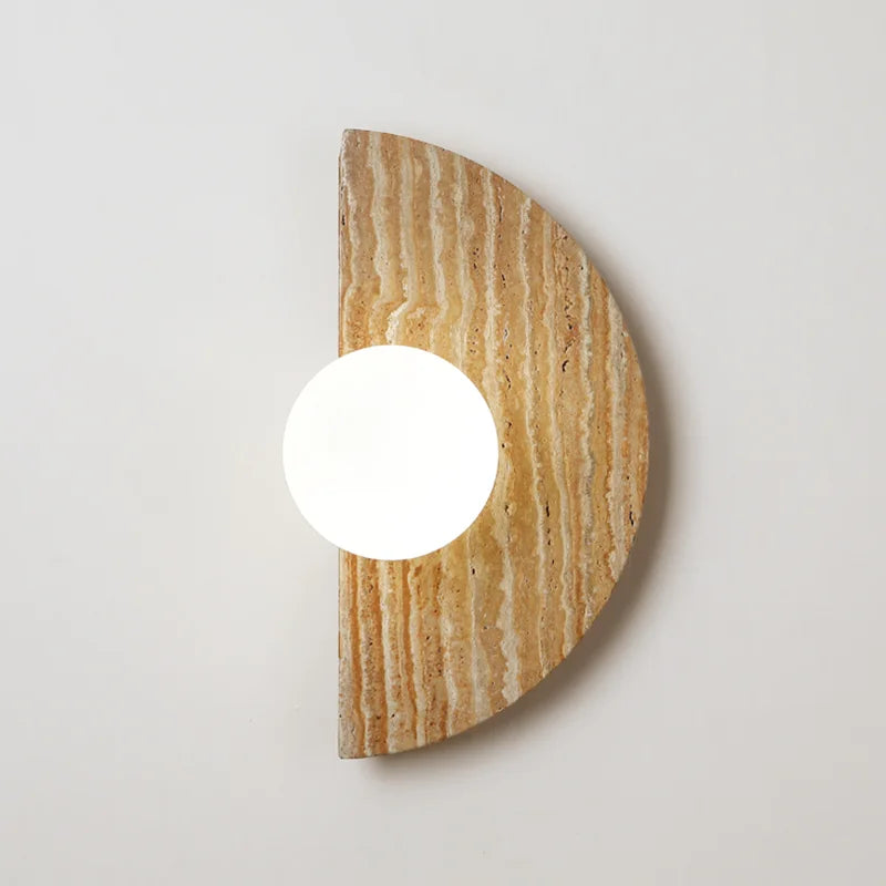 Vintage half-circle natural stone wall light with LED
