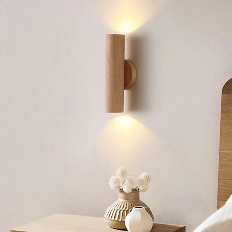 Modern wooden LED wall light for indoor and outdoor decor