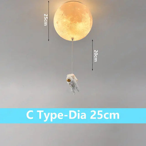 Decorative lunar ceiling light with astronaut, ideal for bedroom - vue 13 sur 15