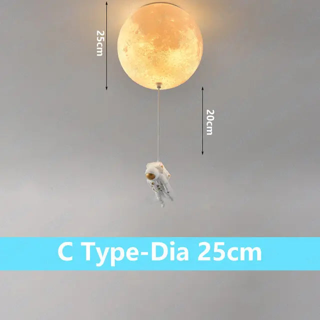 Decorative lunar ceiling light with astronaut, ideal for bedroom - vue 12 sur 15