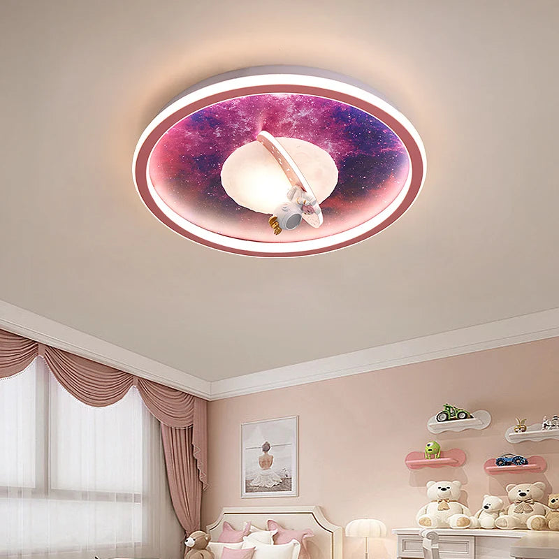 Modern LED ceiling light for children's room with decorative astronaut design