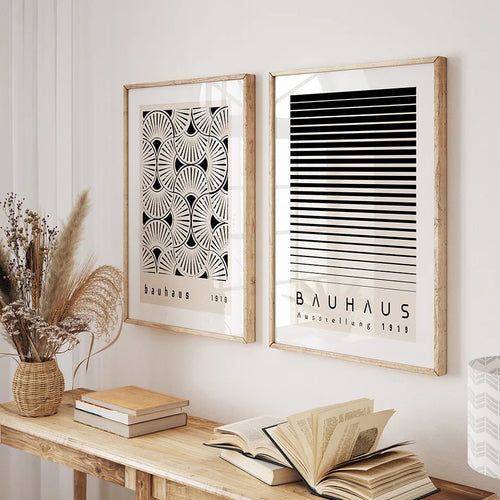 Boho abstract Bauhaus geometric poster for interior decoration